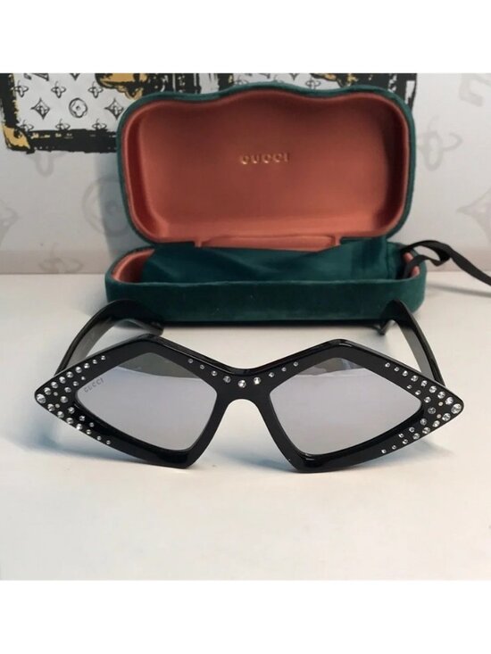 New Authentic Gucci Black Rhinestone Sunglasses. GG0496s 004 main image 4